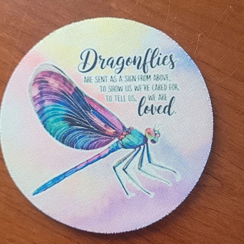 Set a 4 Handcrafted Dragonfly Inspirational Coasters - NWOT